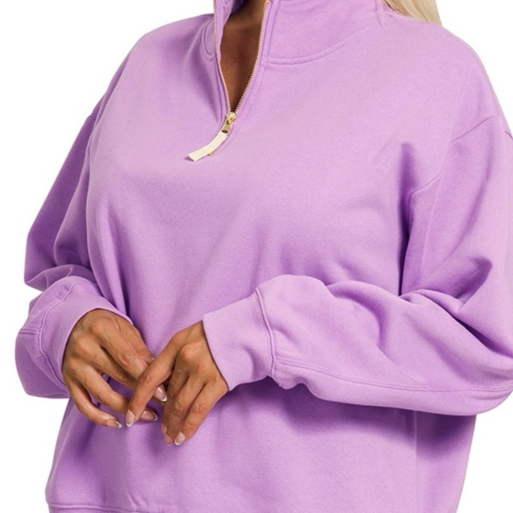 NEW!Plus Size Lavender Quarter-Zip Sweatshirt Sizes 1X 2X 3X - Picture 4 of 5